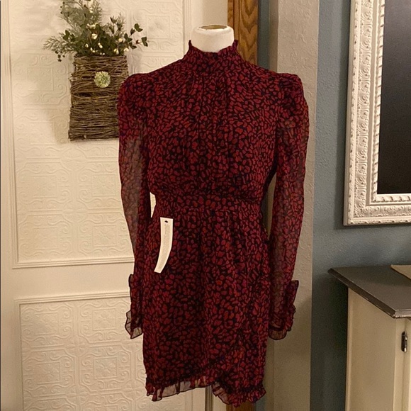 Topshop high neck mini dress in red animal print - Picture 4 of 12